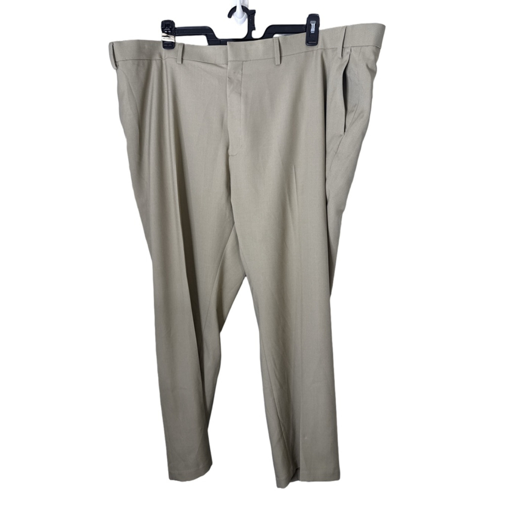 Men's Haggar Beige Straight Fit Dress Pants Waist 50